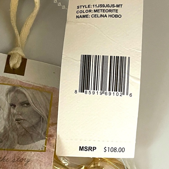 NWT ($110) Jessica Simpson Gray Leather Handbag Celina Shoulder bag purse boho - Picture 8 of 8